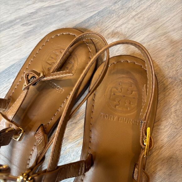 Tory Burch Women's Ali Thong Royal Tan Leather Sandals with Box US Size 7.5 $195 - Picture 9 of 10
